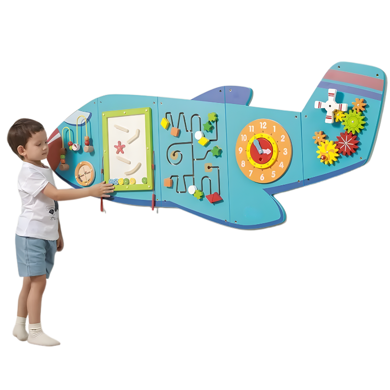 Play Wall Panel Toy Mega Airplane Design Sensory Busy Board – 1800x662mm 忙碌的飛機遊戲活動牆板