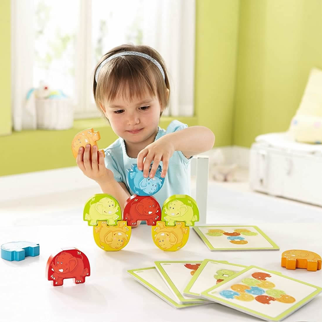 Haba Wigglefants Stacking and Color Matching Game 看圖配對疊高遊戲