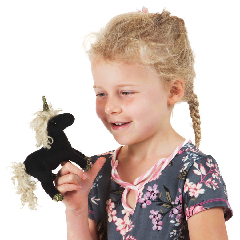 Mini Black Unicorn Finger Puppet 迷你黑色獨角獸手指玩偶