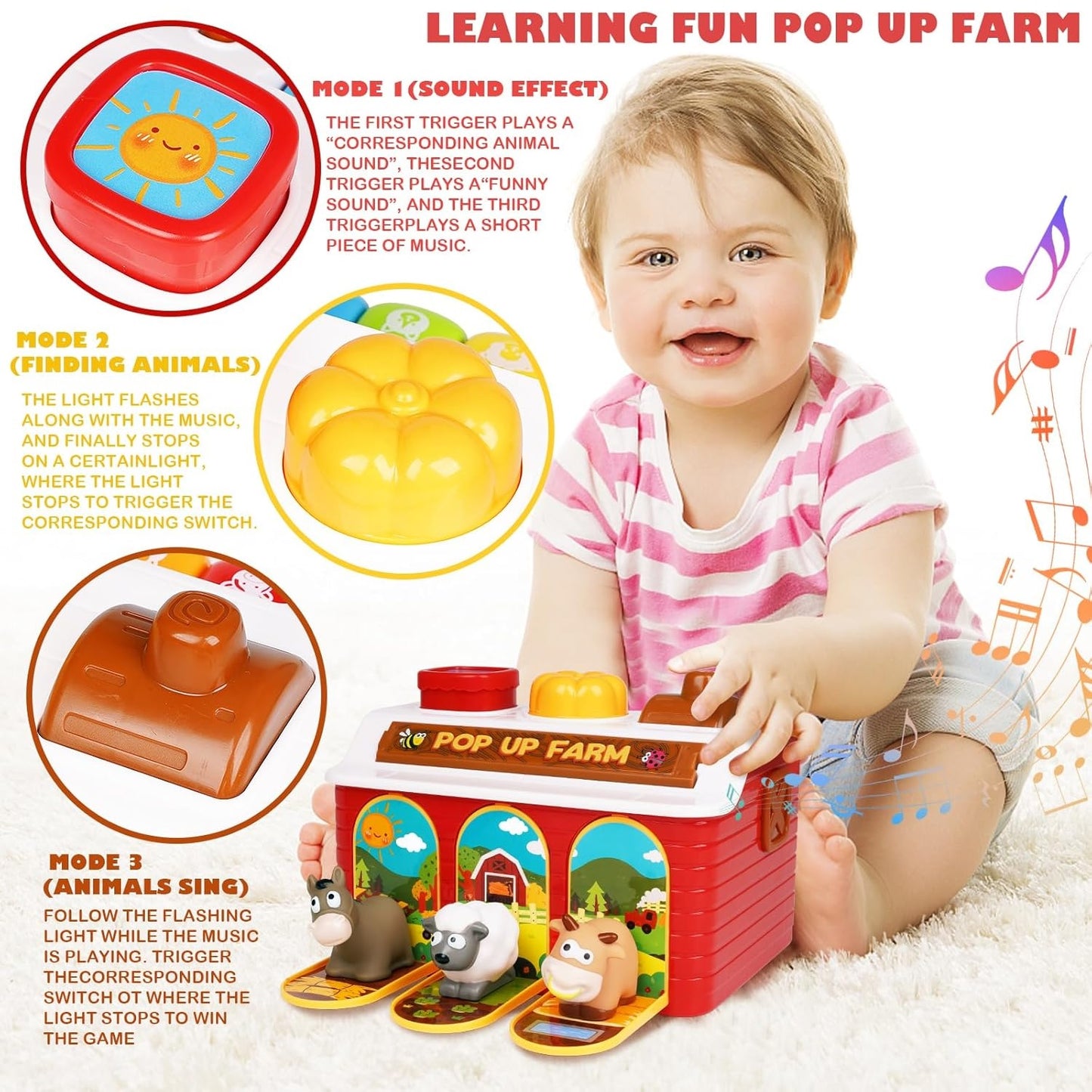 2 in 1 Pop up Farm Peekaboo & Piano 2合1農場躲貓貓找動物鍵琴玩具