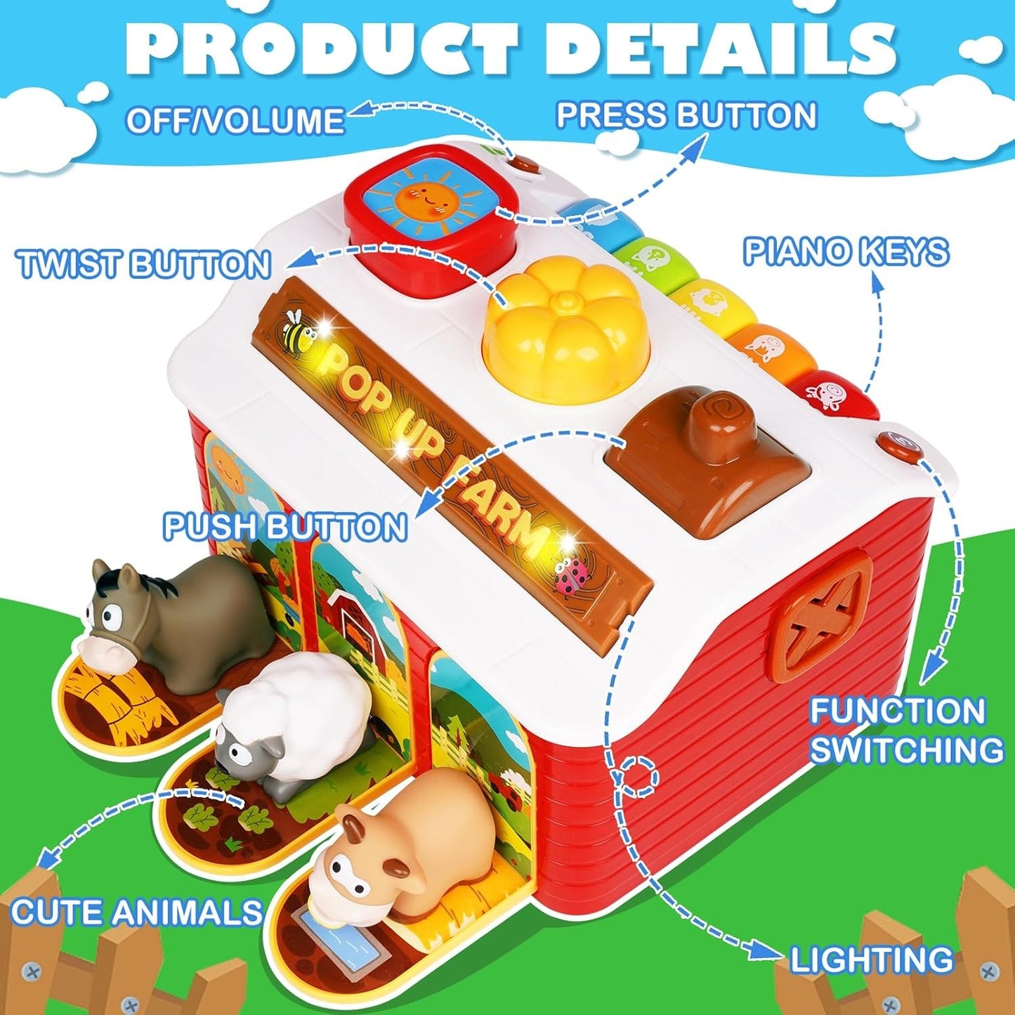 2 in 1 Pop up Farm Peekaboo & Piano 2合1農場躲貓貓找動物鍵琴玩具