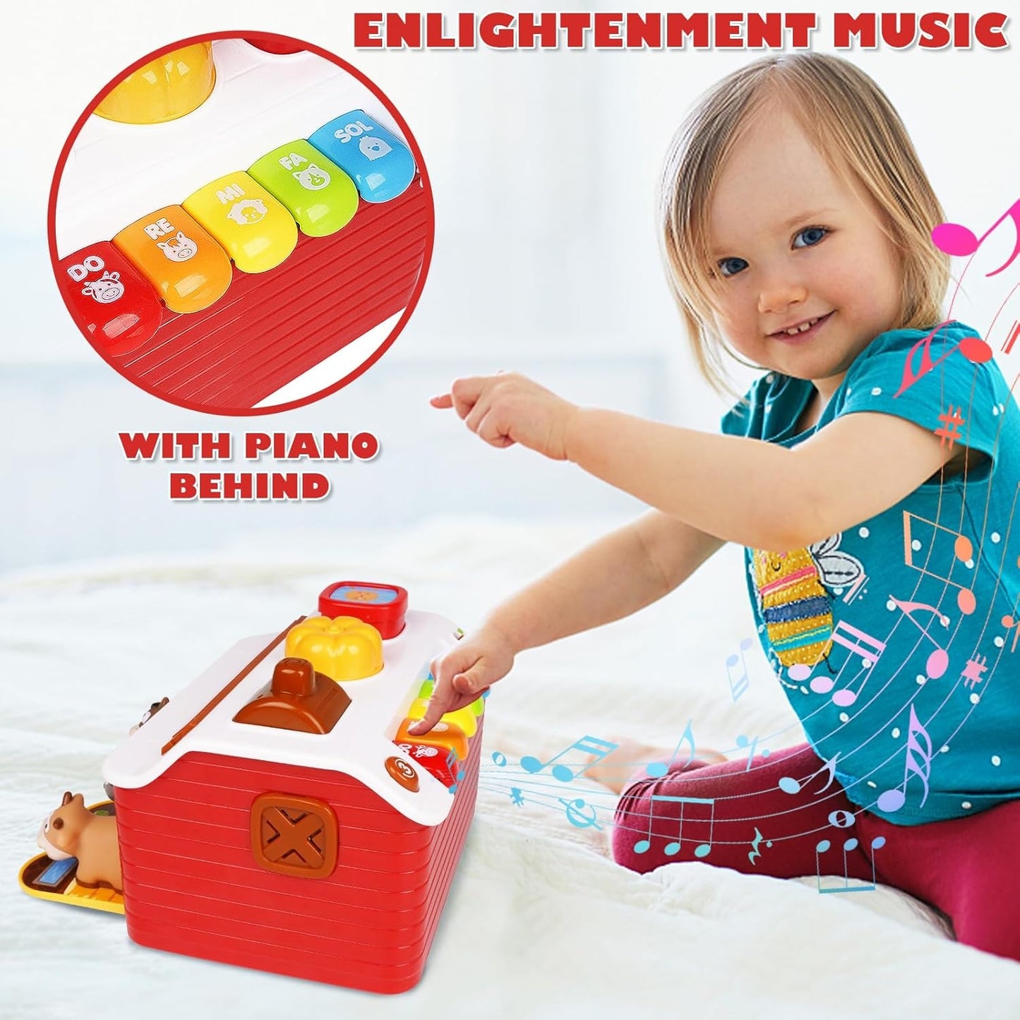 2 in 1 Pop up Farm Peekaboo & Piano 2合1農場躲貓貓找動物鍵琴玩具