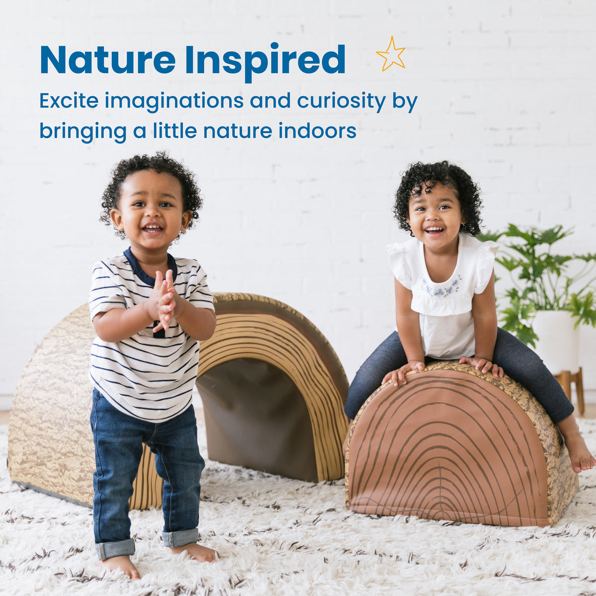 Tree Log Nature-Inspired Tunnel and Climber Set of 2