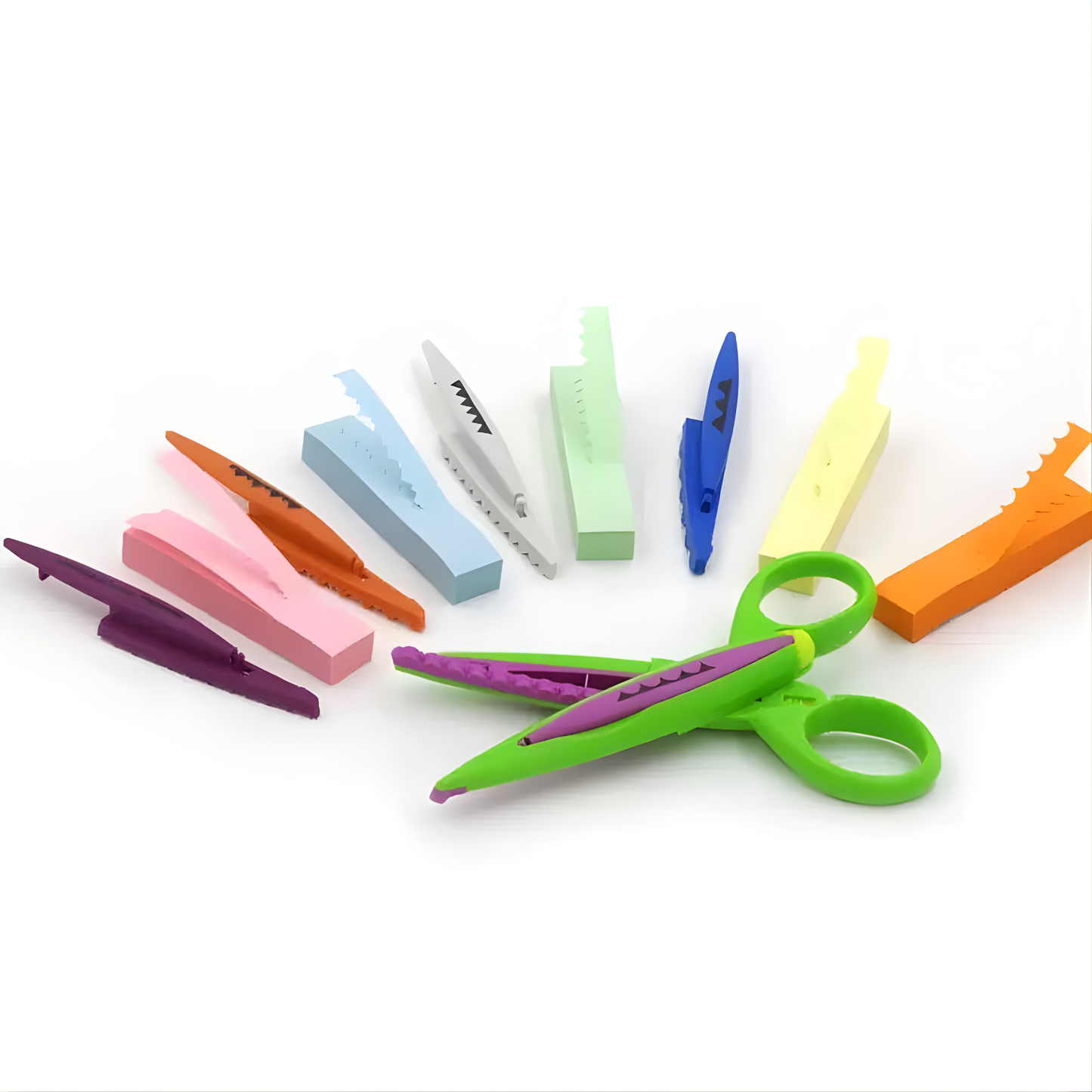Crea Cut Craft Scissors with Assorted Pattern Blades 兒童安全花邊造型塑料剪5合1組合 5款可更換安全塑料剪，附收納盒