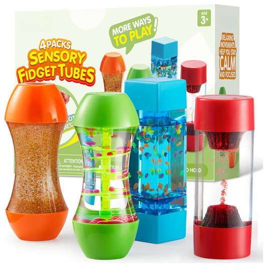 4-Pack Sensory Fidget Tubes 感官減壓液體管4個裝