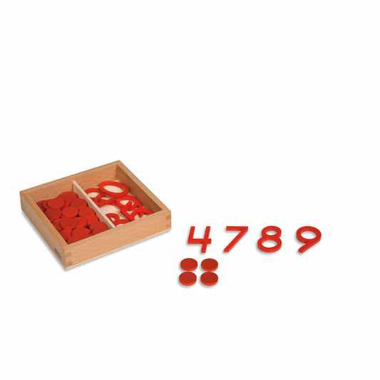 Nienhuis Montessori Cut-Out Numerals And Counters: US 蒙特梭利教具- 數字與籌碼-手寫體