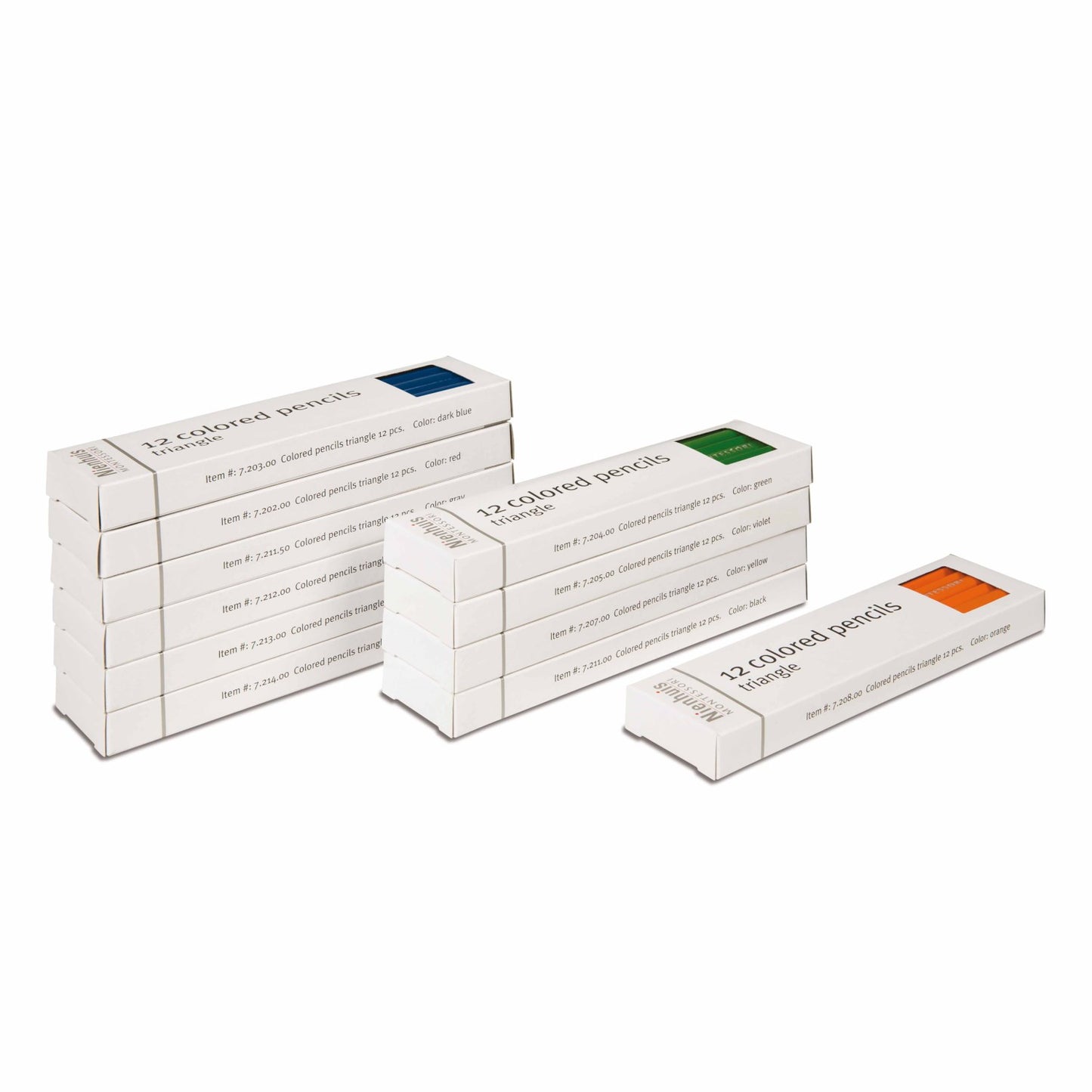Nienhuis Montessori Set of 11 Dozen 3-Sided Inset Pencils: 11 Colors 蒙特梭利教具- 11色鉛筆