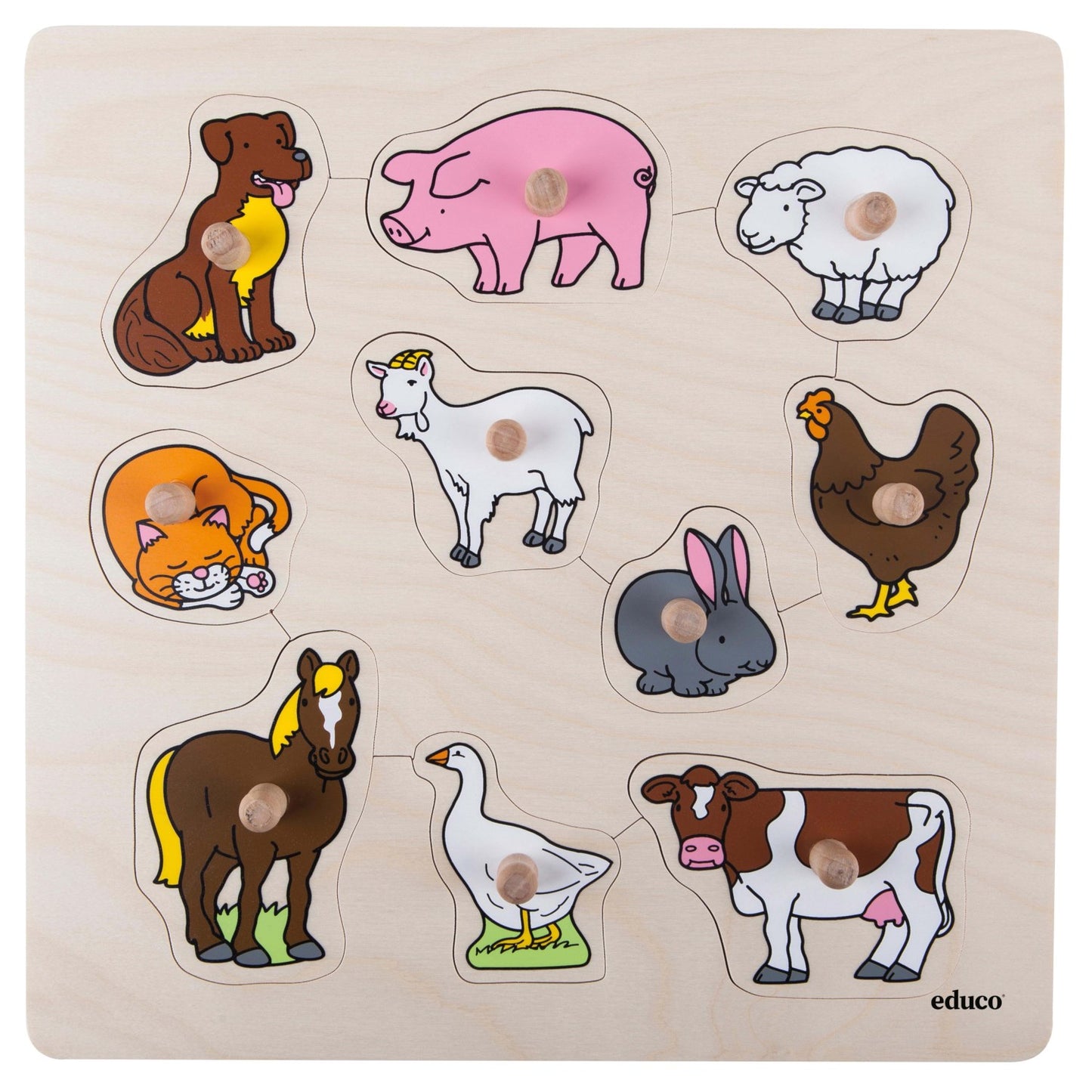 Educo Knob Puzzle - Farm 抓手拼圖遊戲-農場動物
