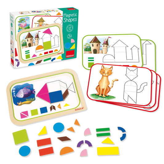 Goula Magnetic Shapes Creative Board with 12 Projects 磁性形狀拼圖板 -包含12個構圖遊戲