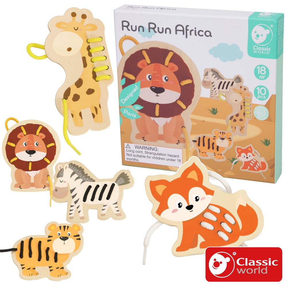 Classic World Run Run Africa Lacing Game 非洲動物 串帶遊戲