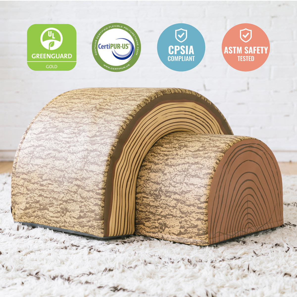 Tree Log Nature-Inspired Tunnel and Climber Set of 2