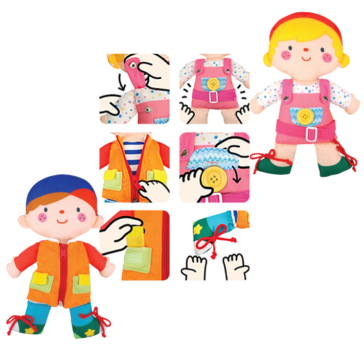 K's Kids 2 in 1 Dress Up Doll Self Care Training Toy 2合1自理訓練布偶