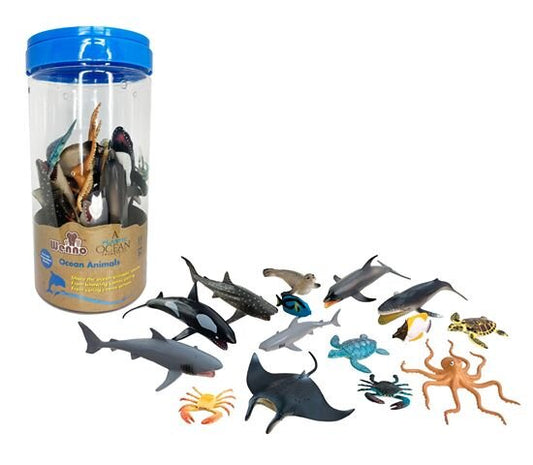 Wenno Jumbo Ocean Animals 14-piece Play Set with AR App 特大海洋動物 14 件教學套裝 附有AR程式 學習動物常識 餵食動物遊戲