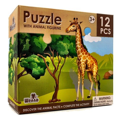 Wenno Puzzle 12 pcs with Animal Figurine - Giraffe