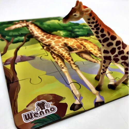Wenno Puzzle 12 pcs with Animal Figurine - Giraffe