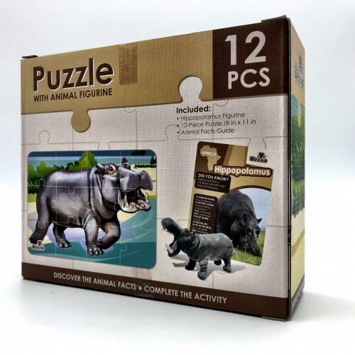 Wenno Puzzle 12 pcs with Animal Figurine - Hippo