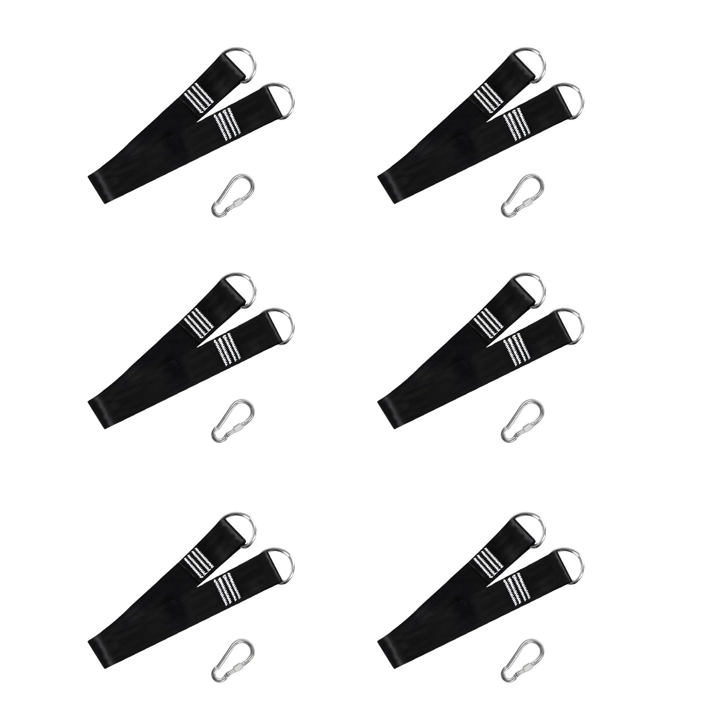 Obstacle Course Attachment Swing Strap with Metal Carabiner Set of 6 (3 Pairs) Max Weight 100KG CPC Safety Approval 高強度加厚懸掛延長帶連安全扣6套組