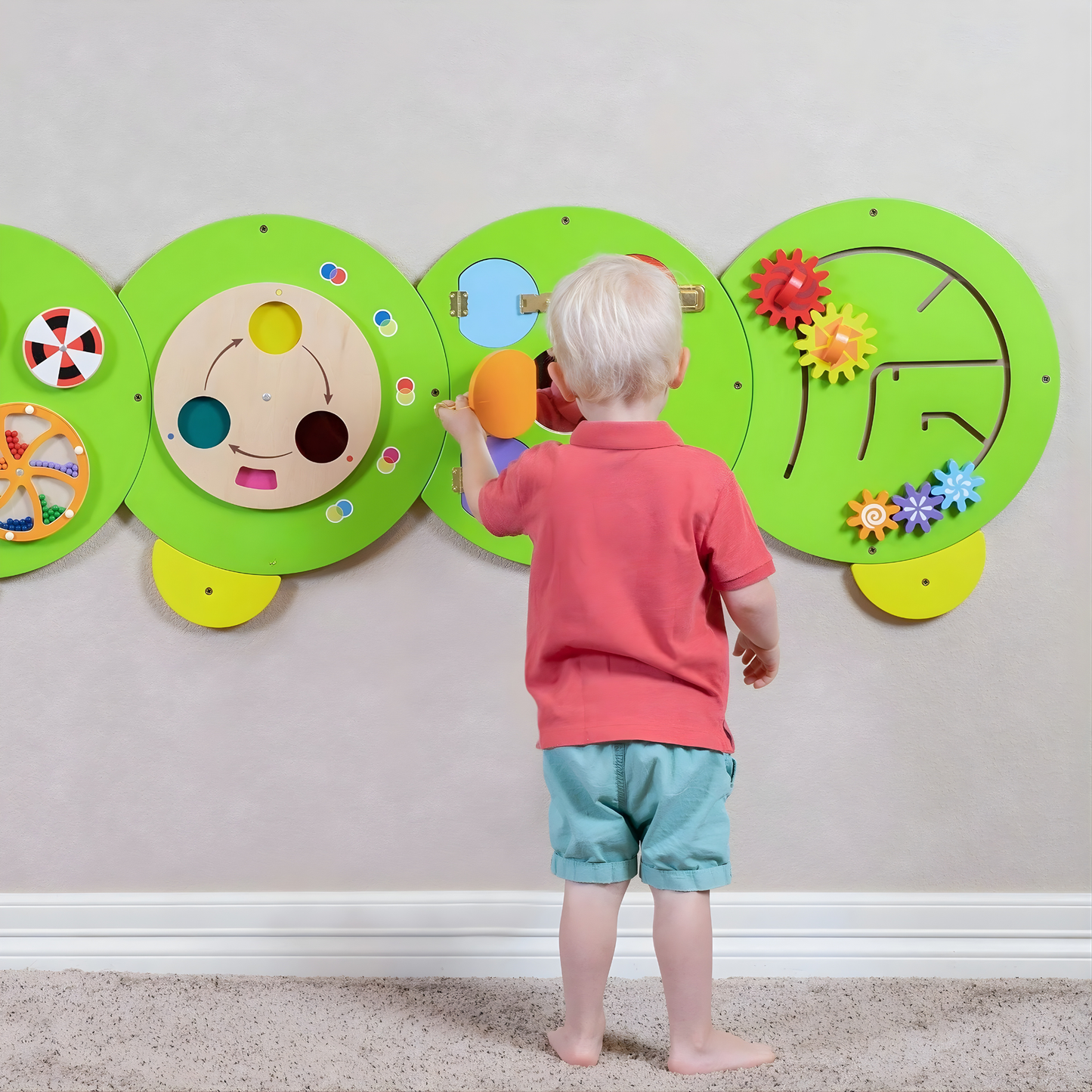 Play Wall Panel Toy Mega Caterpillar Sensory Busy Board – 1870 x 610mm 忙碌的毛毛蟲遊戲牆板