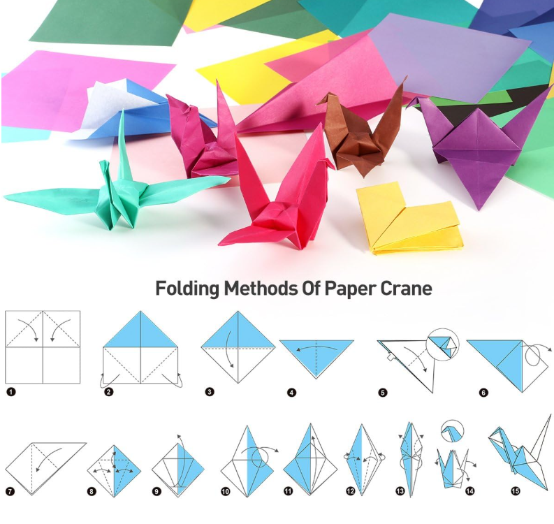 Origami Paper 50 Vivid Colours Single Sided Set of 150張 摺紙 50種鮮豔顏色單面 (50x10*10cm+50x15*15cm+50x20*20cm)