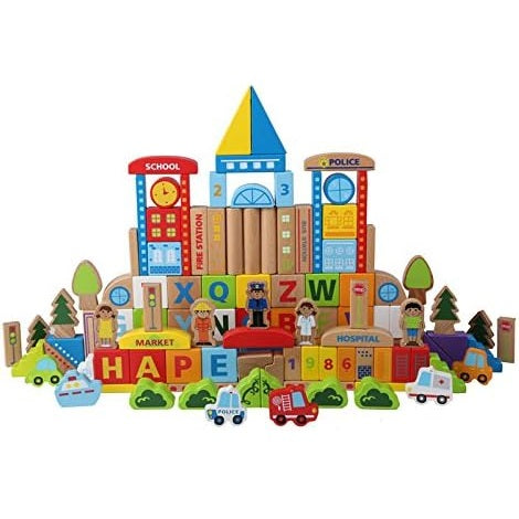 Hape Wooden Building Blocks with City Map 城市情景積木