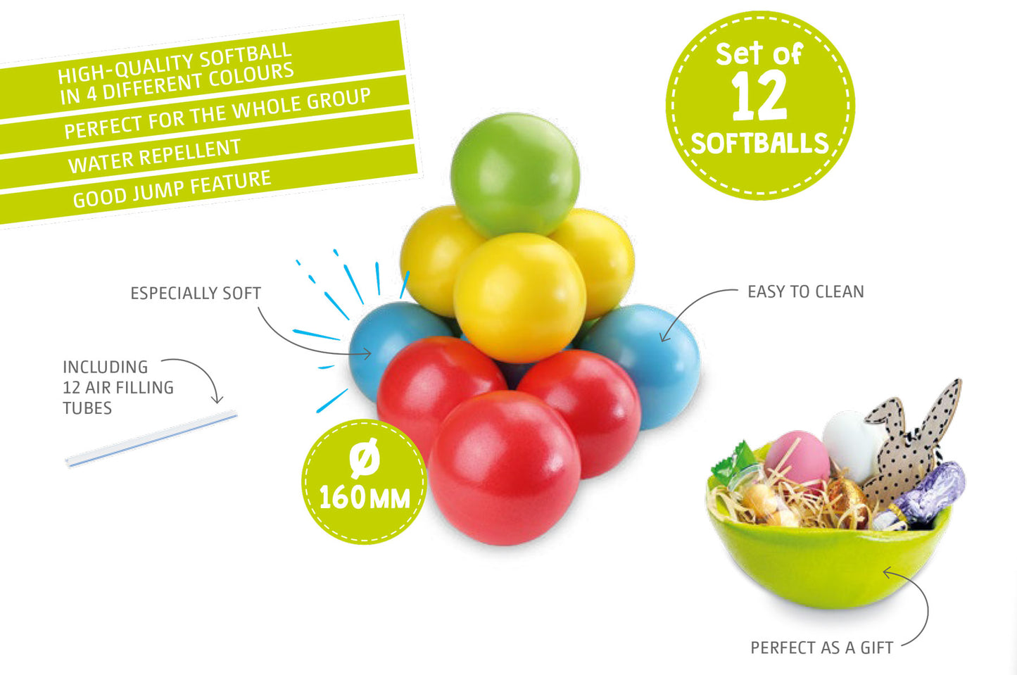 Beleduc Matte Inflatable Soft Balls (12-Pack) 磨砂充氣軟球12只裝