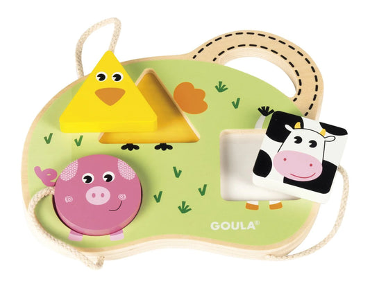 Goula Baby Farm Animals Matching Chunky Puzzle 動物寶寶拼板- 帶有防失繩