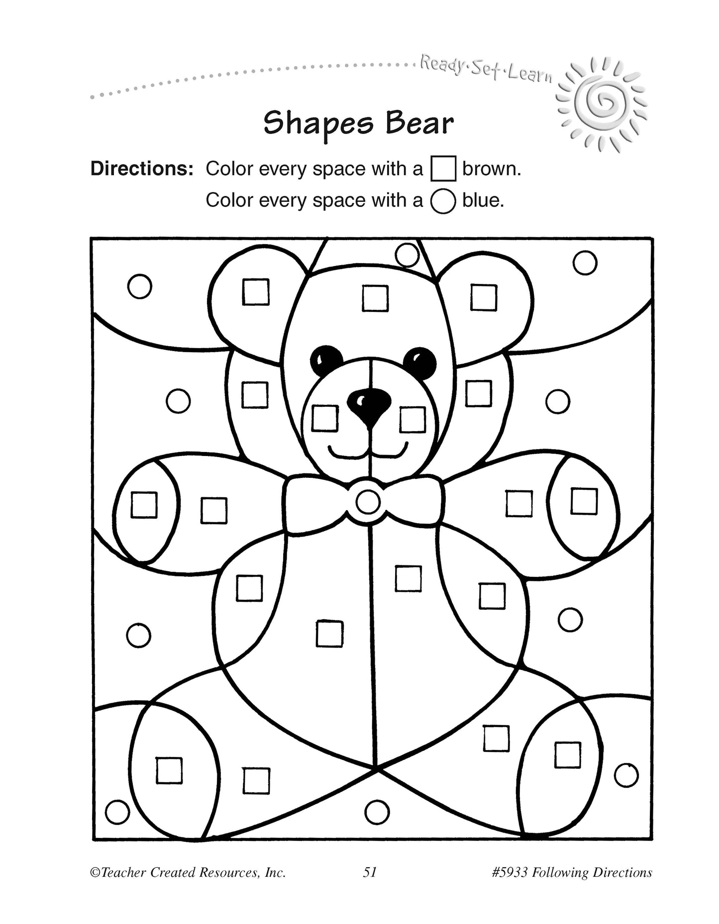 Teacher Created Resources Ready-Set-Learn Following Directions Grade K-1