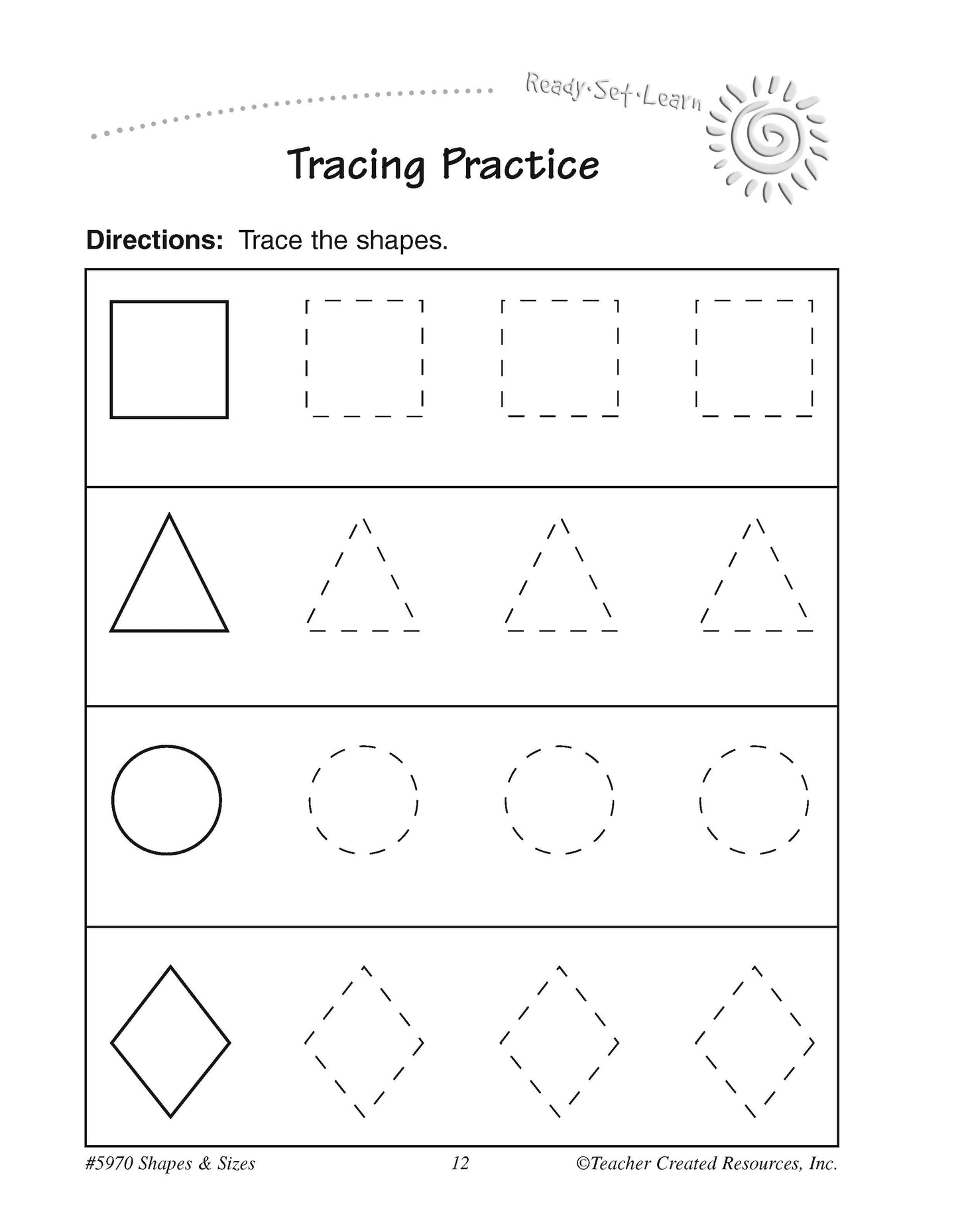 Teacher Created Resources Ready-Set-Learn Shapes & Sizes Grade K