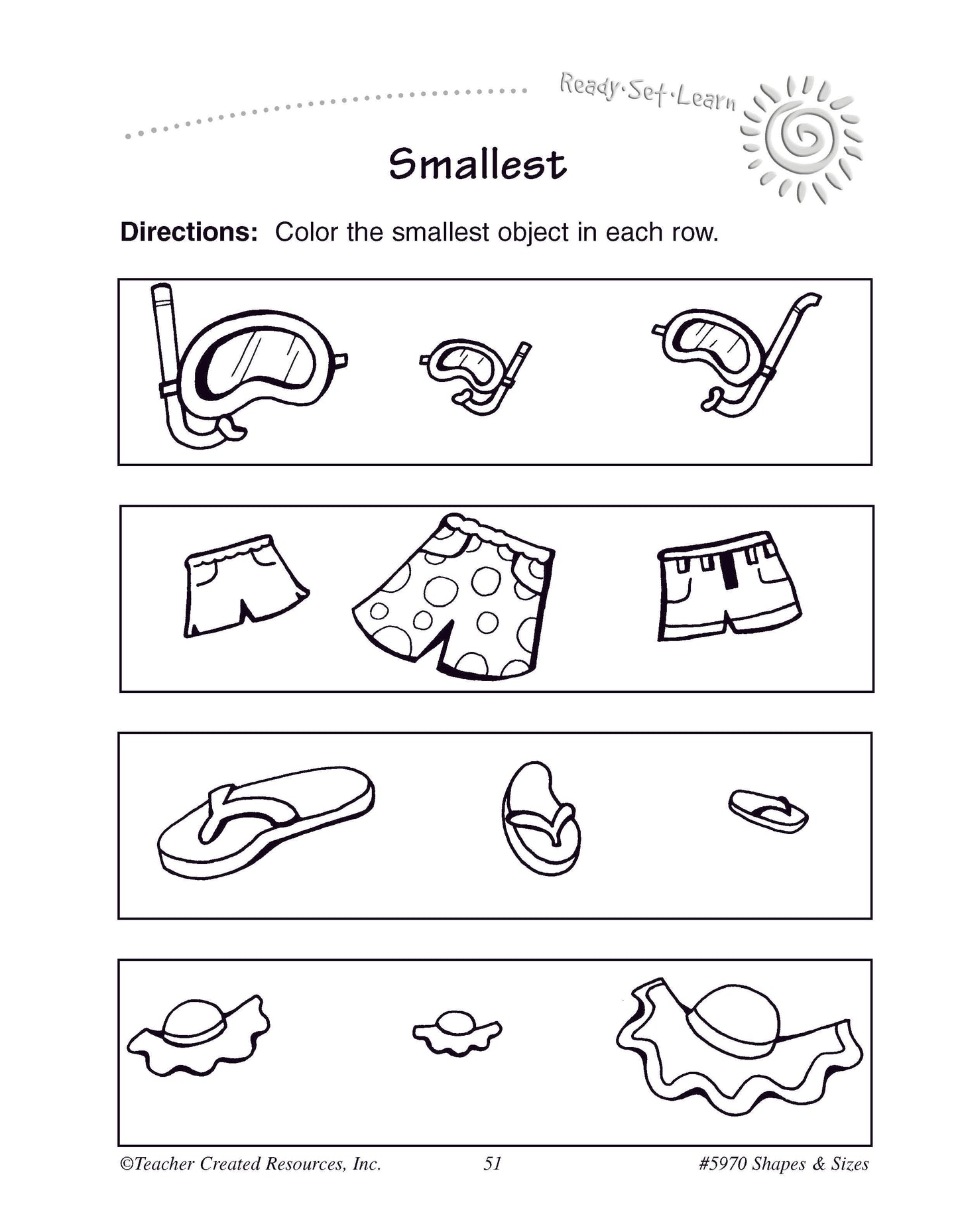 Teacher Created Resources Ready-Set-Learn Shapes & Sizes Grade K