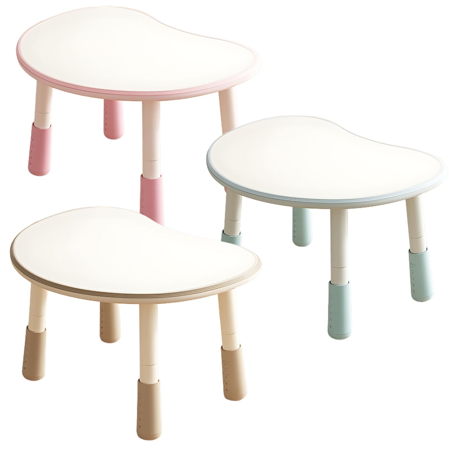 Kids Table Bean Shape Top, Adjustable Legs H24-54mm 豆形兒童升降桌