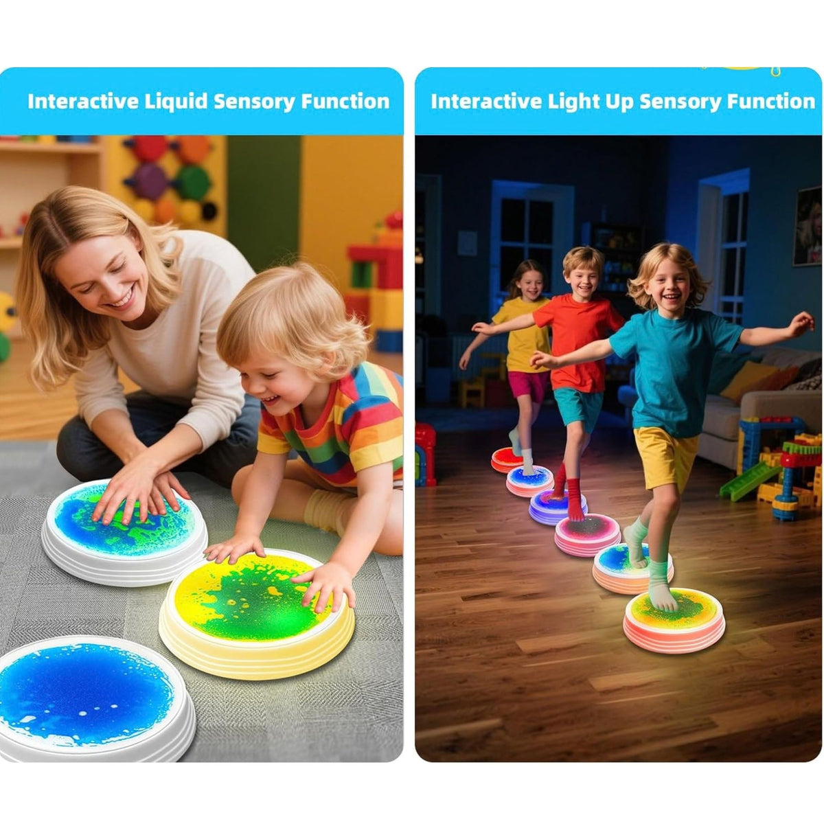 Magical Liquid Light-Up Stepping Stones for Kids Set of 6兒童魔法流沙感應發光平衡石 6件裝