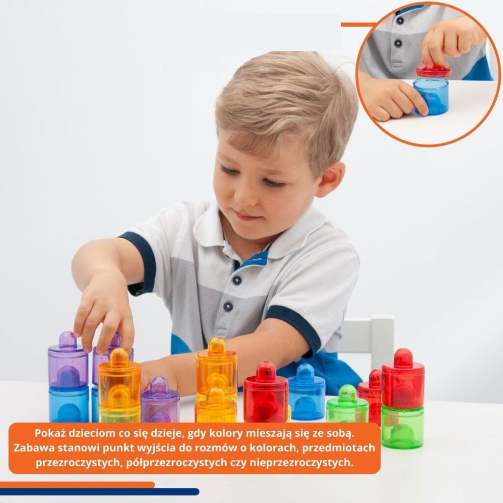 Rainbow Translucent Colour Sorting Pot Set of 18個 彩虹透光顏色配對疊疊罐套裝