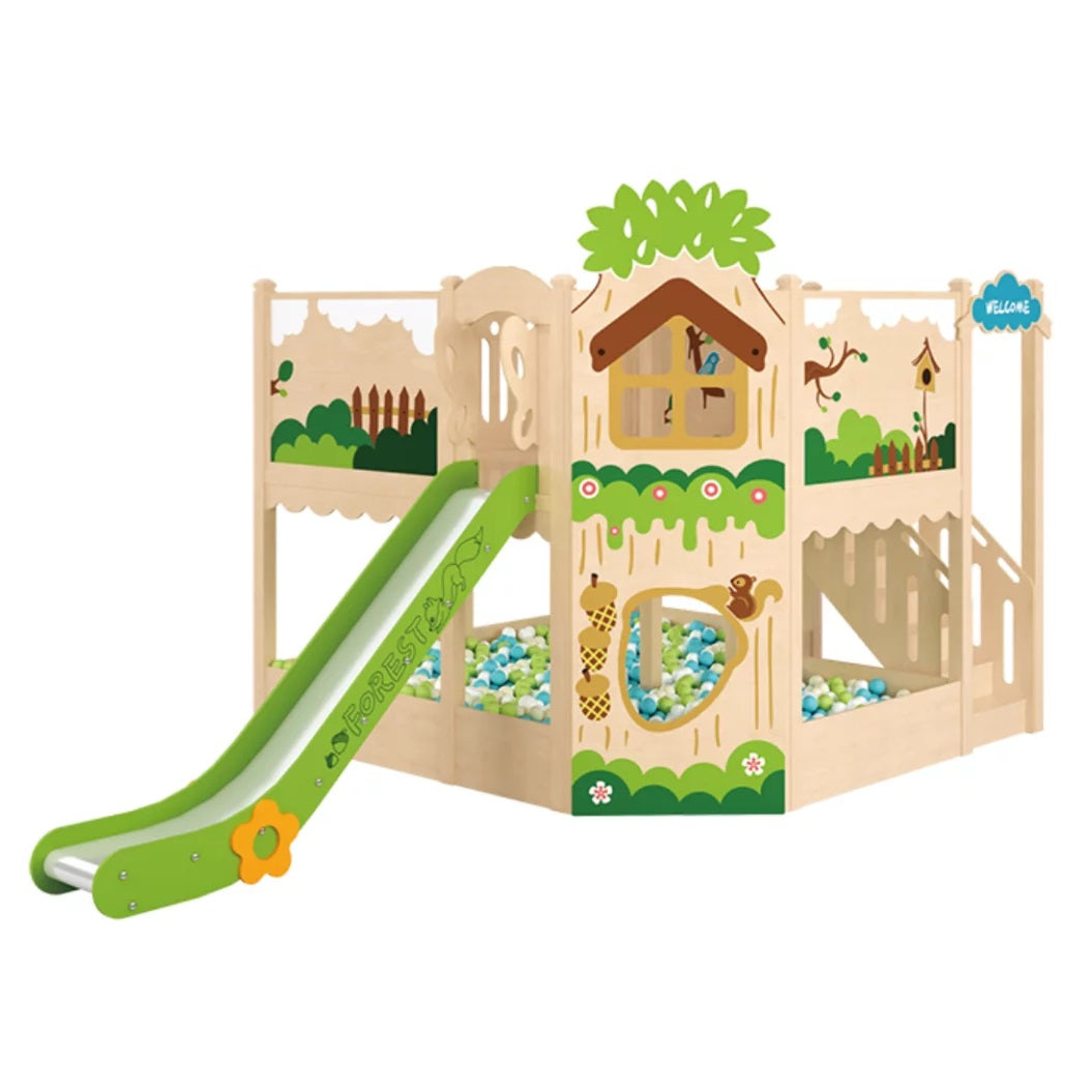 Adventure Paradise Slide and Splash Treehouse 雙層樹屋 配備滑梯或波波池