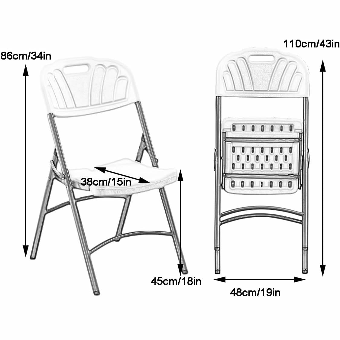 KC Comfy Plastic Folding Chairs for Indoor and Outdoor