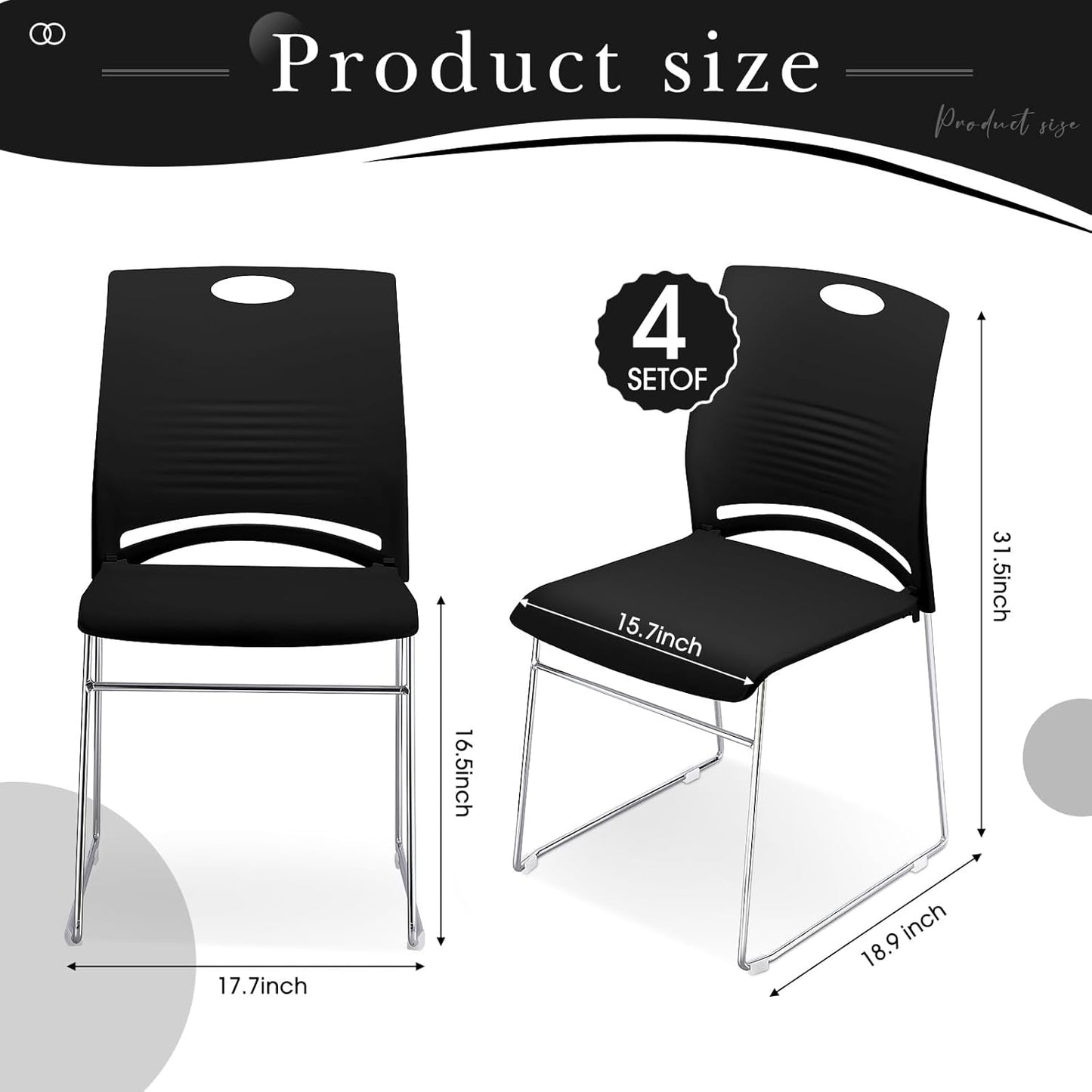Charles Strive Stackable Chair Set of 4 疊放式雪橇底座塑膠椅 4張套裝
