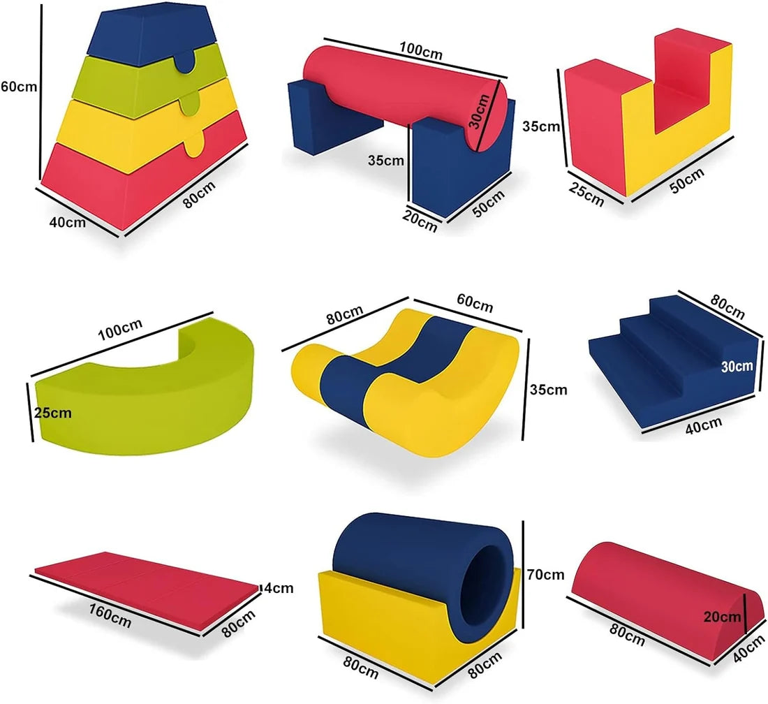 Climb & Play Soft Blocks Bright Color Set of 22 件可自由組合 亮彩4色 感統體能訓練組合 幼兒大肌肉爬爬墊與平衡訓練教具