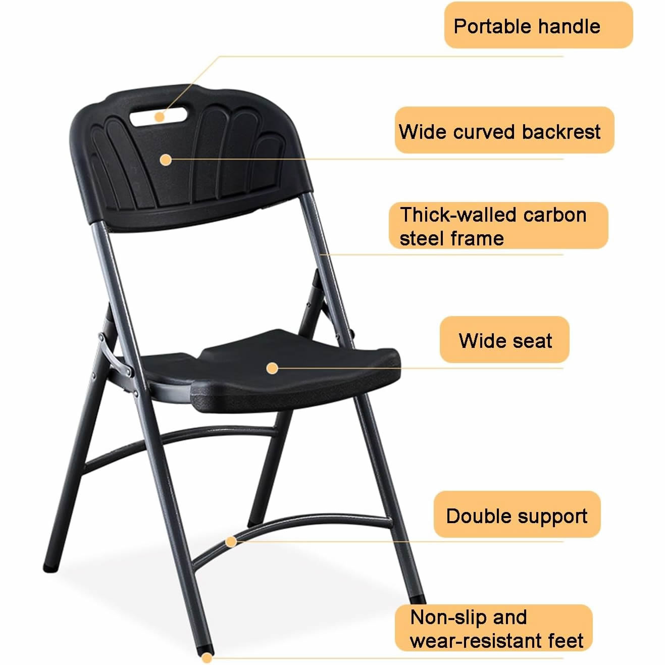 KC Comfy Plastic Folding Chairs for Indoor and Outdoor