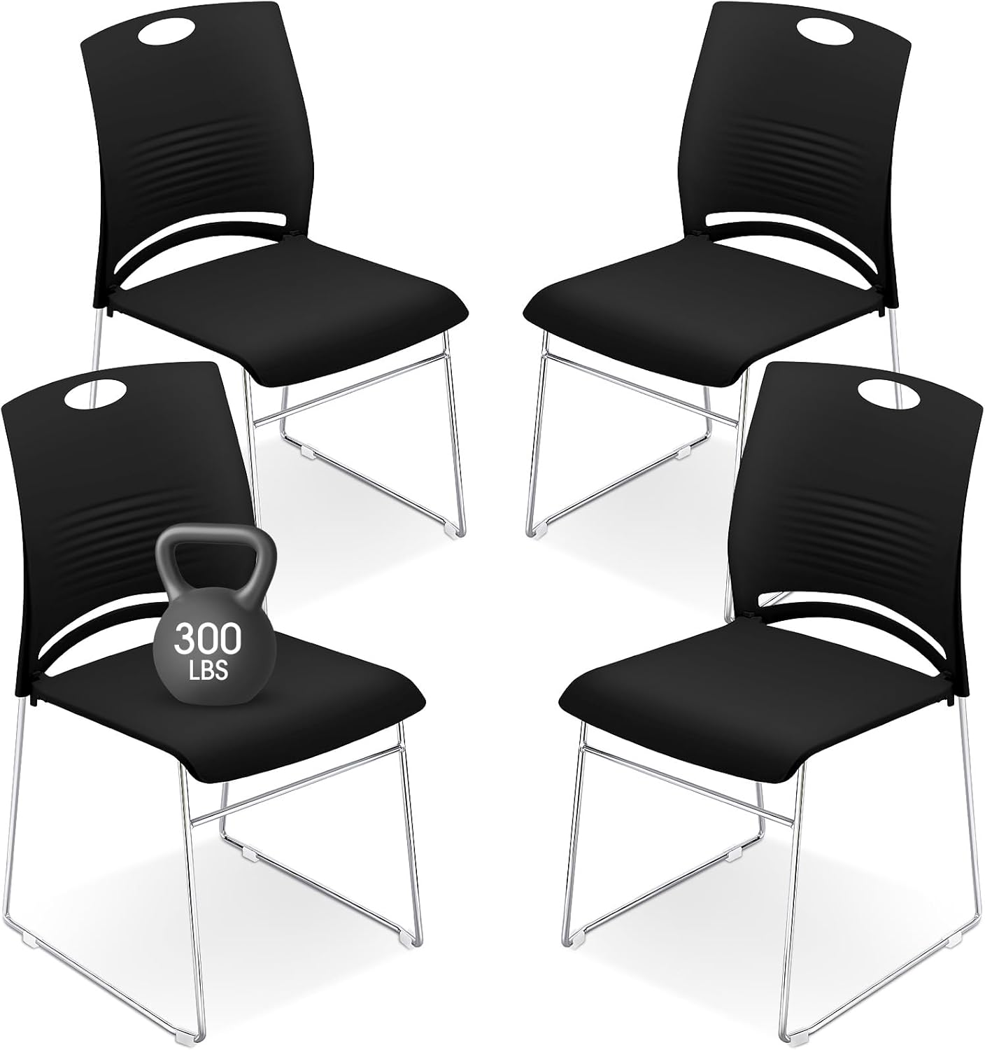 Charles Strive Stackable Chair Set of 4 疊放式雪橇底座塑膠椅 4張套裝