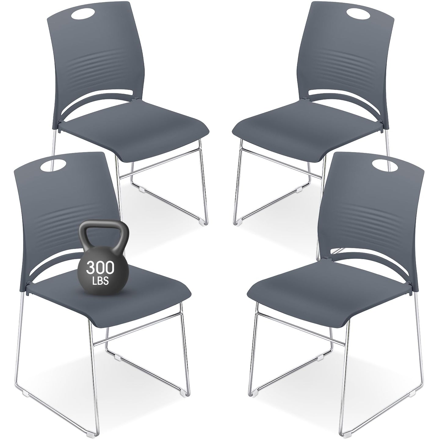 Charles Strive Stackable Chair Set of 4 疊放式雪橇底座塑膠椅 4張套裝