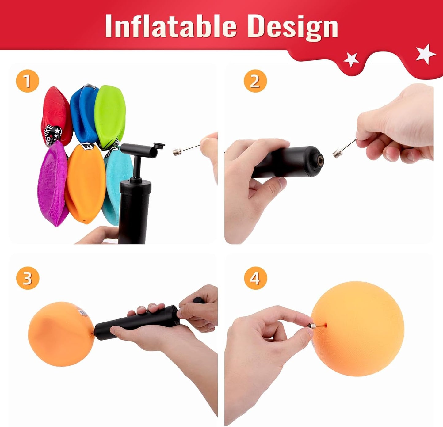 EZStrike Pro Playground Ball Set of 6 with Hand Pump 兒童充氣彈力球套裝 6件裝 含手動氣泵