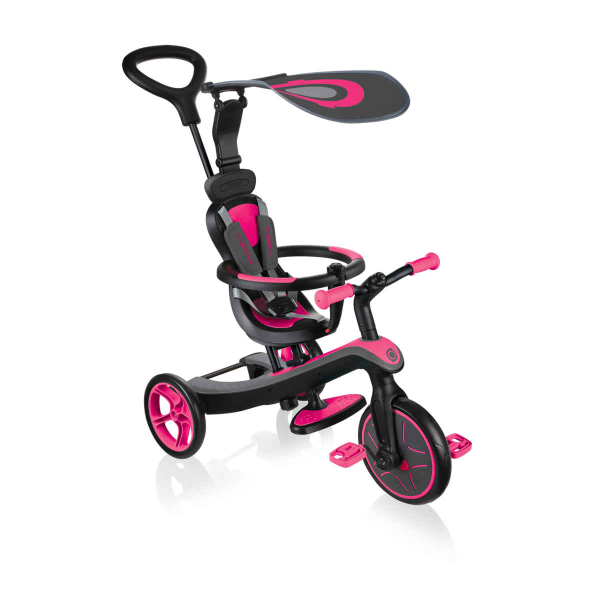 Globber EXPLORER TRIKE 4 in 1  Color Fuchsia 多功能可摺合嬰幼兒三輪車及平衡車 顏色 紫紅色