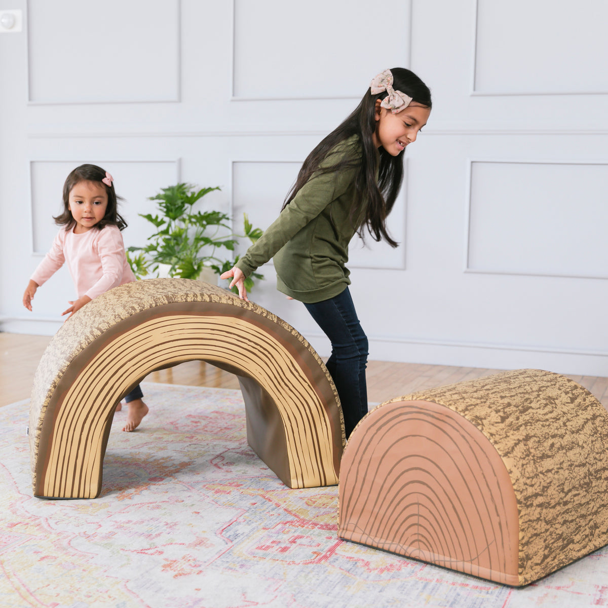 Tree Log Nature-Inspired Tunnel and Climber Set of 2