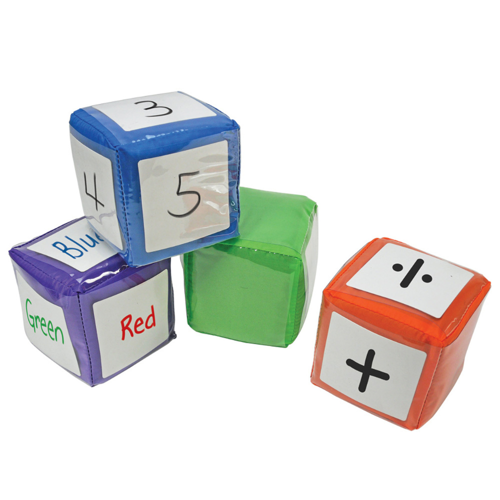 Customizable Foam Dice Clear Pocket Sensory Cubes 感官教學泡沫方塊骰子 透明口袋設計