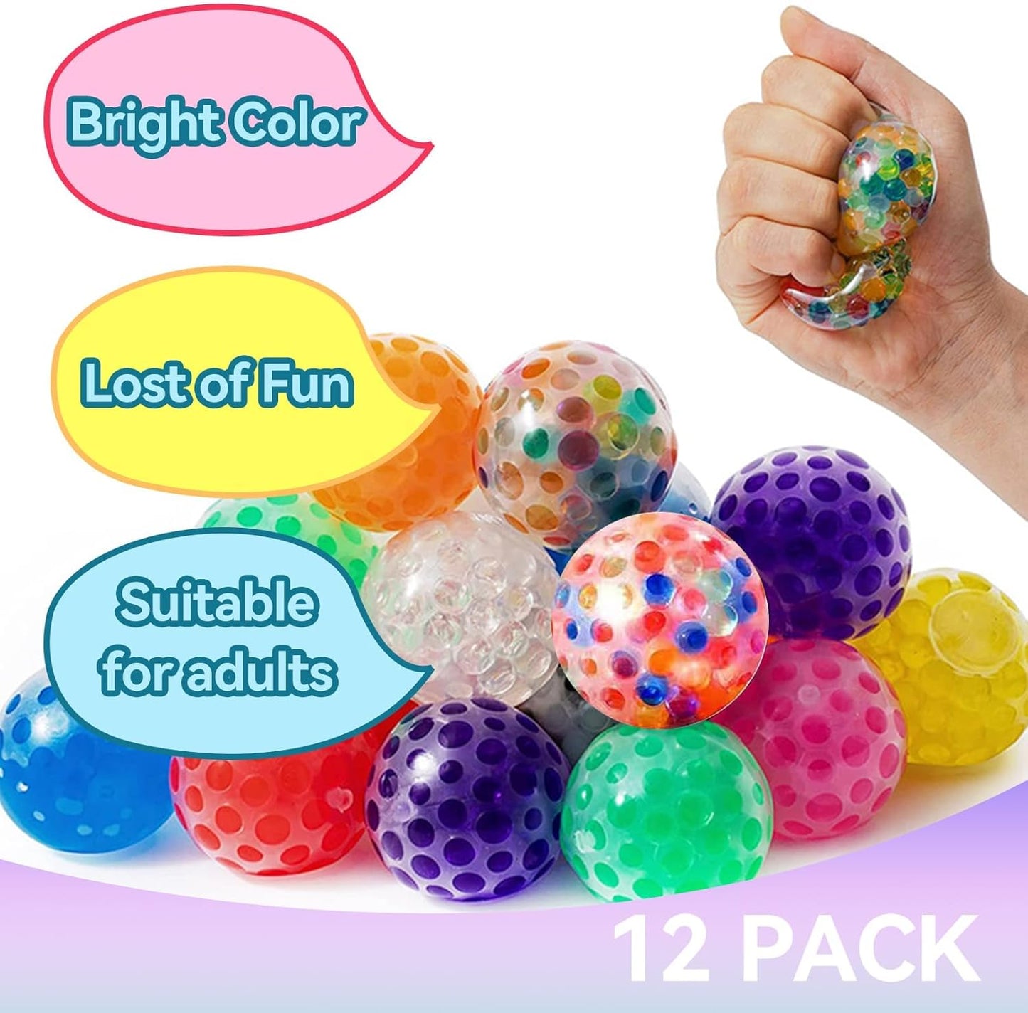 Sensory Fidget Squeezy Stress Ball Style & Color Random Set of 12 捏捏舒壓減壓球12個套裝 (款式及顏色隨機)