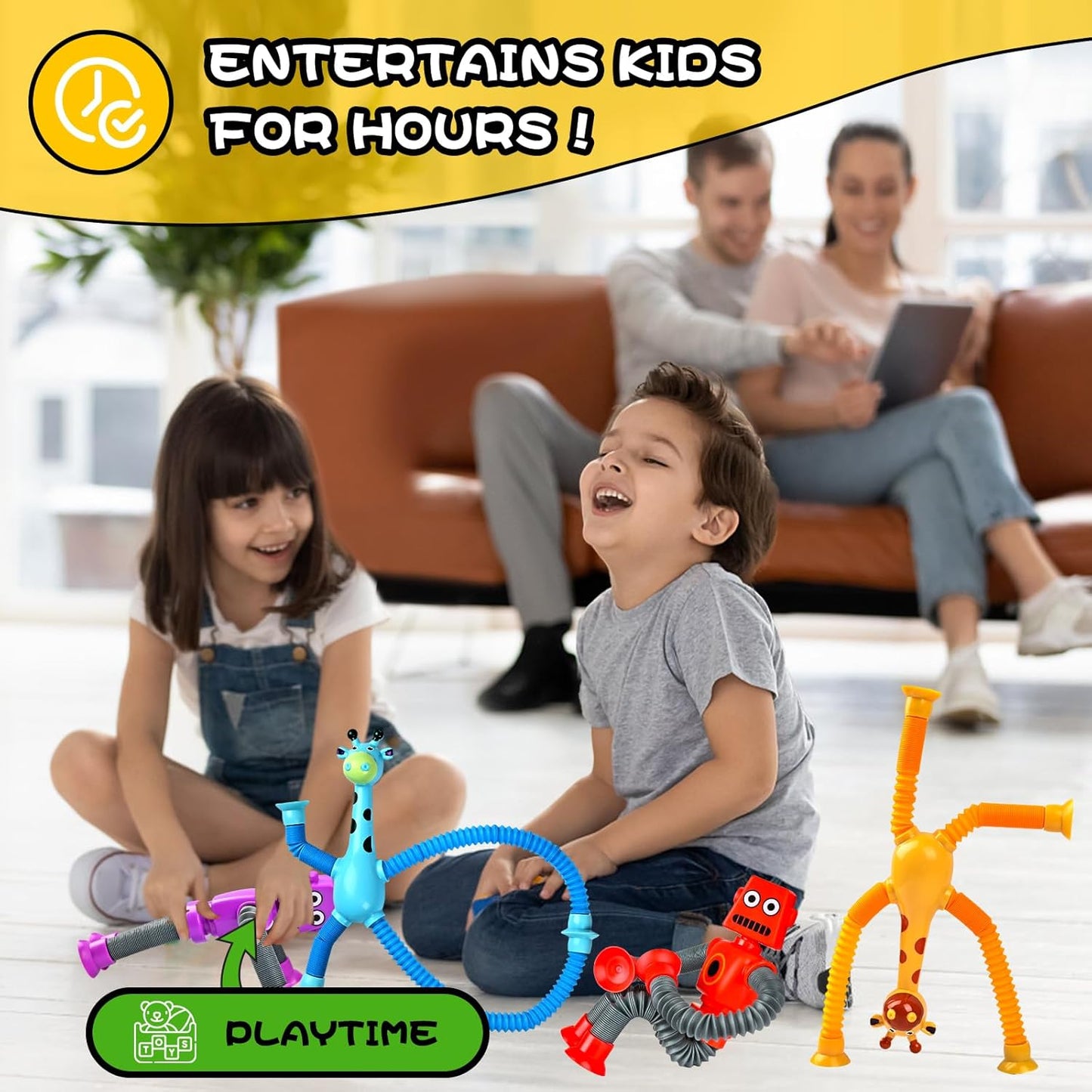 Fidget Sensory Telescope Suction Cup Robot Set of 4個 伸縮管吸盤機器人減壓玩具