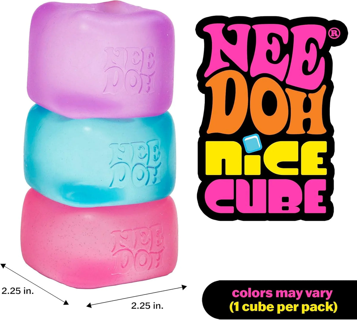 NeeDoh Nice Cube 舒壓方塊 2.25" Square (顏色隨機出貨)