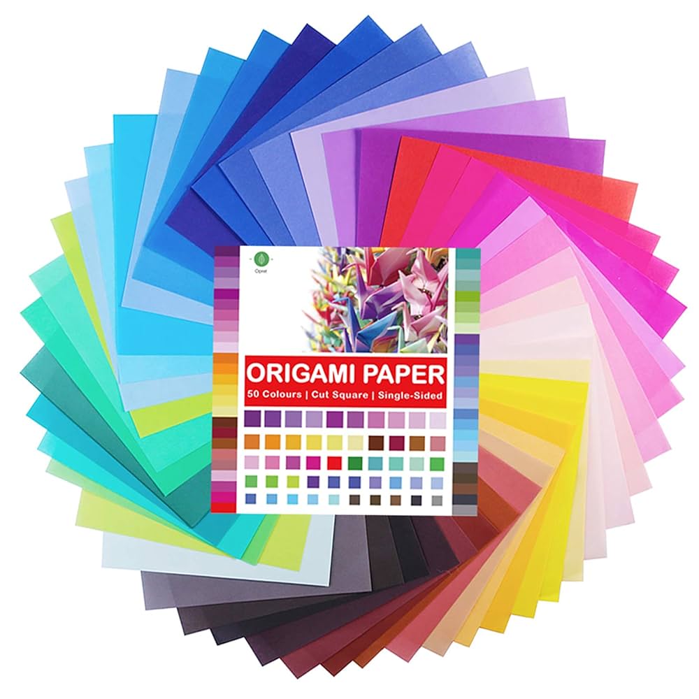Origami Paper 50 Vivid Colours Single Sided Set of 150張 摺紙 50種鮮豔顏色單面 (50x10*10cm+50x15*15cm+50x20*20cm)