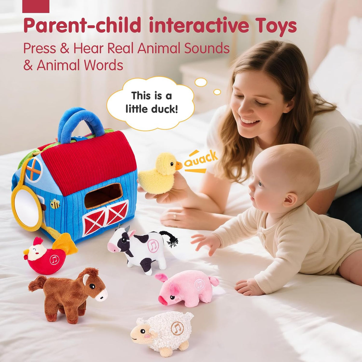 Baby Farm Plush Montessori Toy Set with Sounds Word嬰幼兒農場布偶蒙特梭利感官玩具 (6-12個月及1歲寶寶安撫益智玩具)