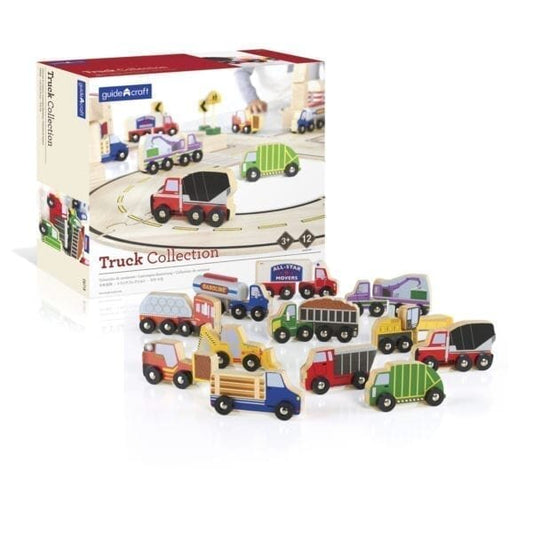 Guidecraft Wooden Truck Collection Set of 12 Wooden Truck Collection Set of 12