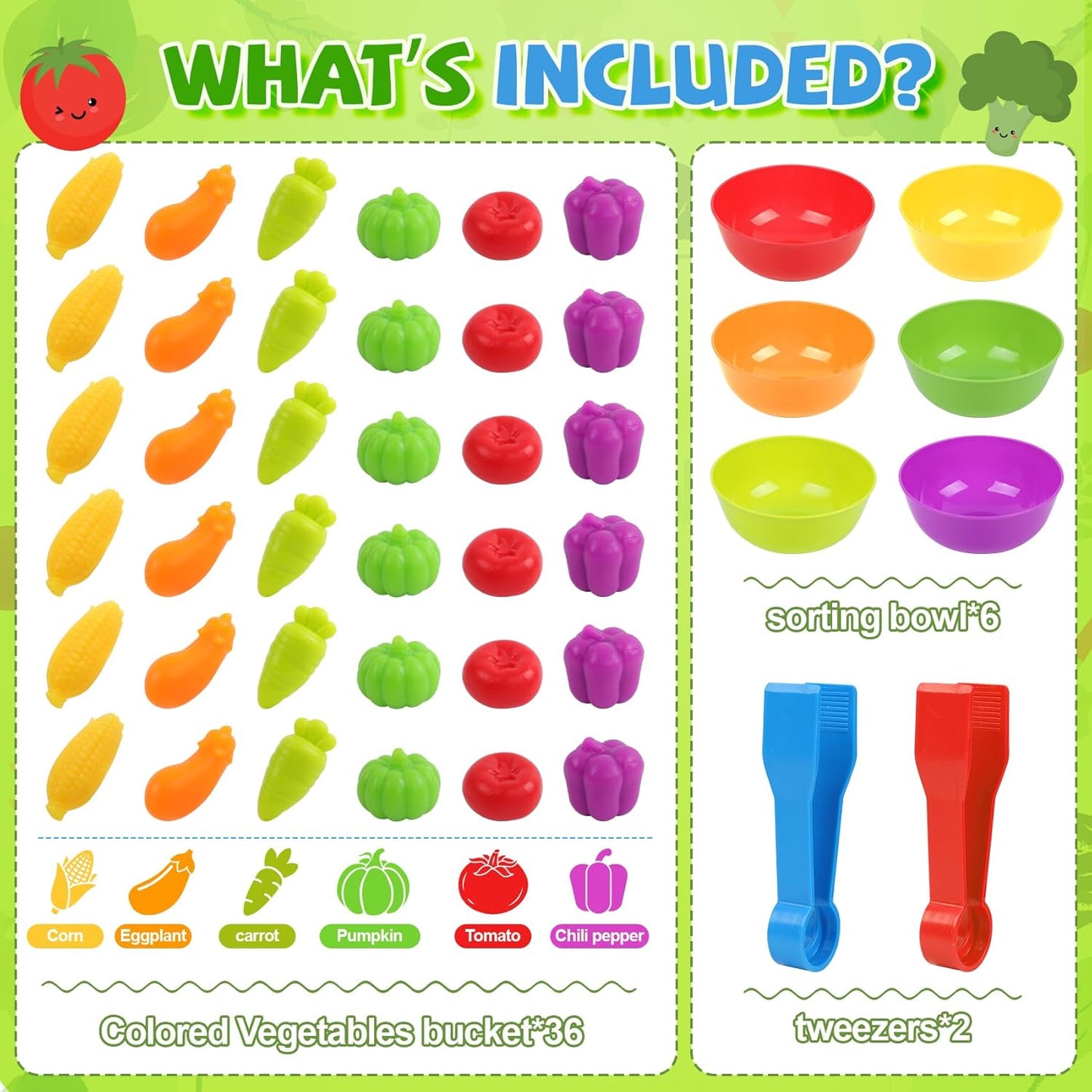 Rainbow Vegetable Sorting & Counting Game 蔬果顏色與數量排序數量遊戲套裝